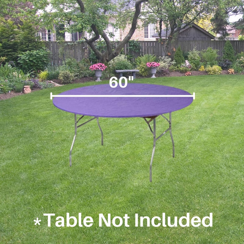 Kwik-Covers 60" Round Fitted Plastic Table Covers, Bundle of 5 (Purple) - Image 4